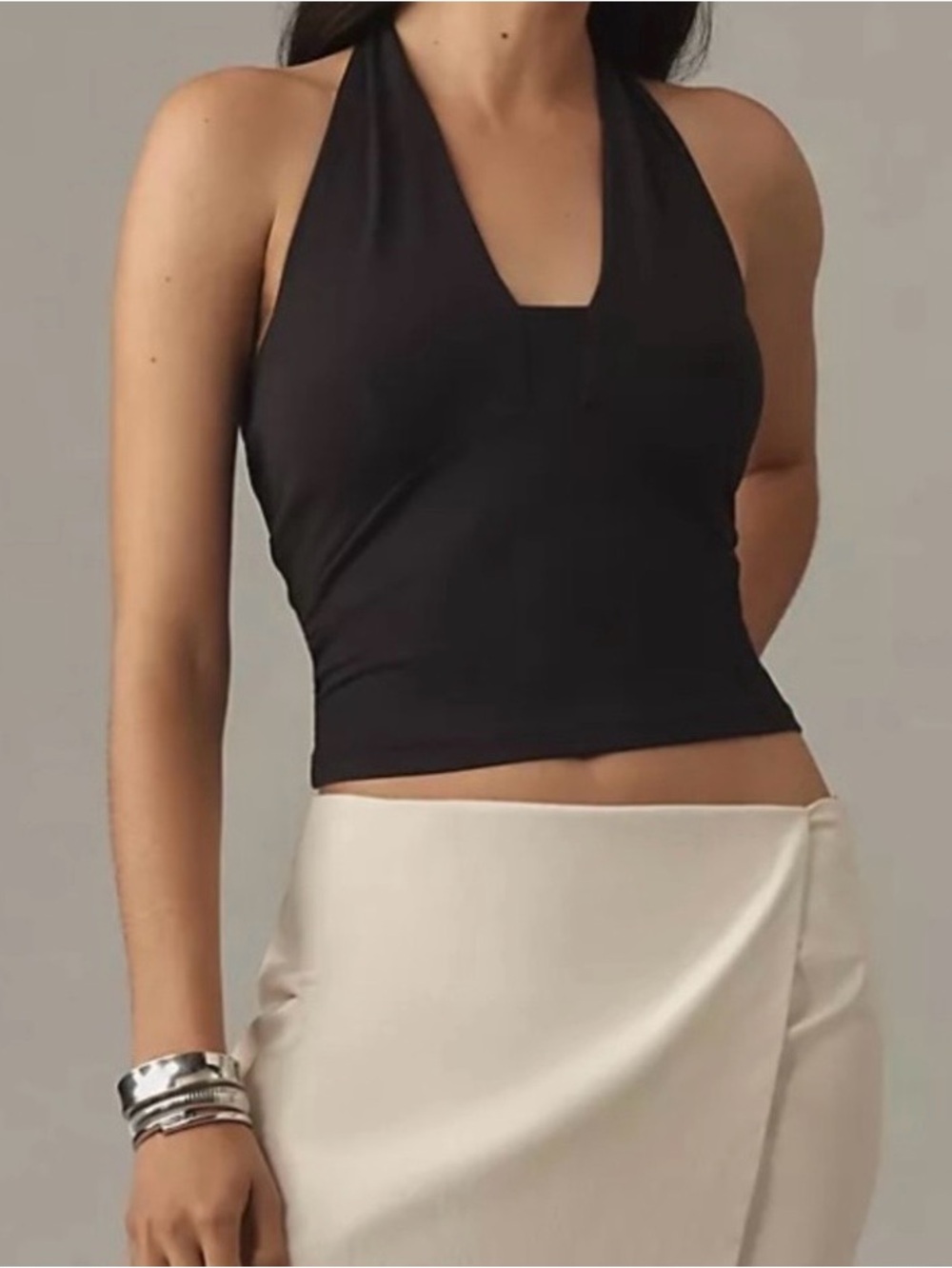 Anthropologie Black Tailored Halter Top Size M EUC